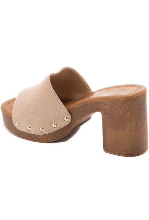 Damske sandále slapky drevaky beige