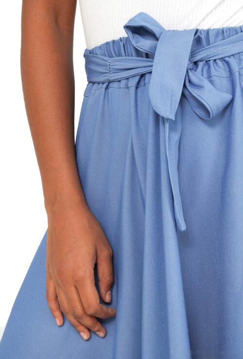 Hladká rozšírená Maxi letná sukňa na gumu modra