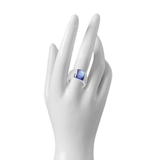 OCEL Mohutný dámsky prsteň z ocele modry sklenený kameň