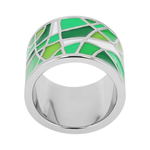 OCEL Mohutný dámsky prsteň z ocele zeleny
