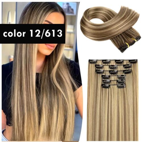 Clip In Hair Extensions Synthetic Hairpieces For Women vlasy 1
