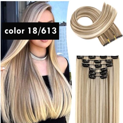 Clip In Hair Extensions Synthetic Hairpieces For Women vlasy 2