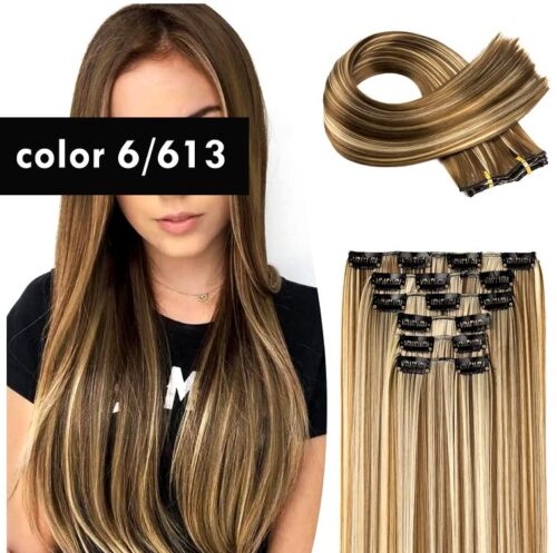 Clip In Hair Extensions Synthetic Hairpieces For Women vlasy 4
