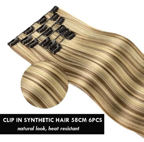 Clip IN synteticke vlasy 58cm melirovane predlzenie vlasov