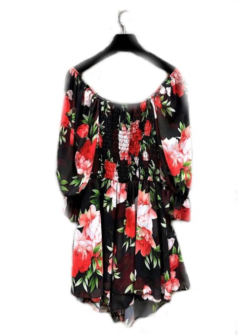 printed short jumpsuit fluid and romantic 10082 overal kvetinovy flower 1