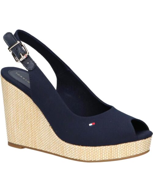 WOMAN SANDALS TOMMY HILFIGER FW0FW04789 ICONIC ELENA SLING BACK WEDGE DW6 SPACE BLUE