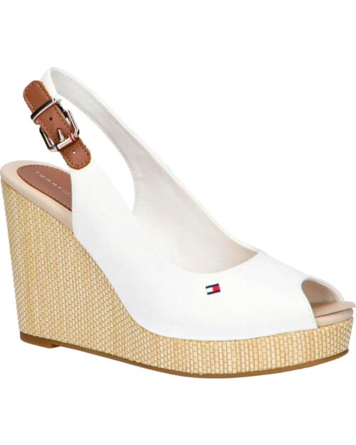 TOMMY HILFIGER klinove sandale ICONIC ELENA WEDGE ECRU