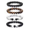 Unisex Náramky polodrahokamy 8mm suprava onyx lava