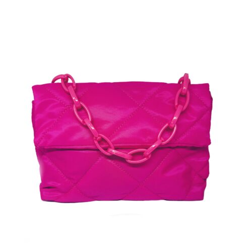 Neon Pink quilted flap kabelka presivana chain