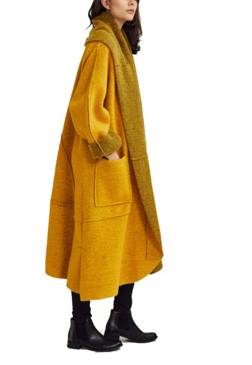 ITALY Dámsky volny vlnený kabát oversize plain wool coat