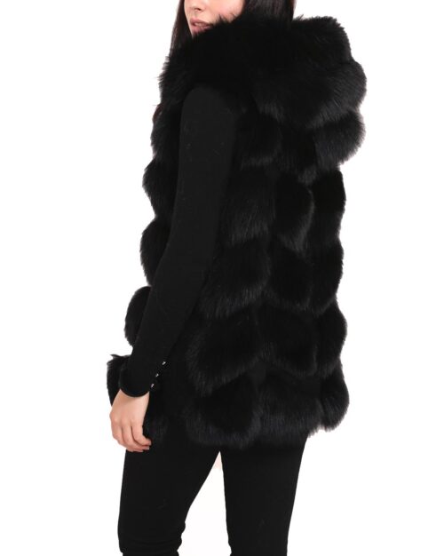 Hooded Fur Sleeveless Solid fox liska vesta kozusina s kapucnou 3