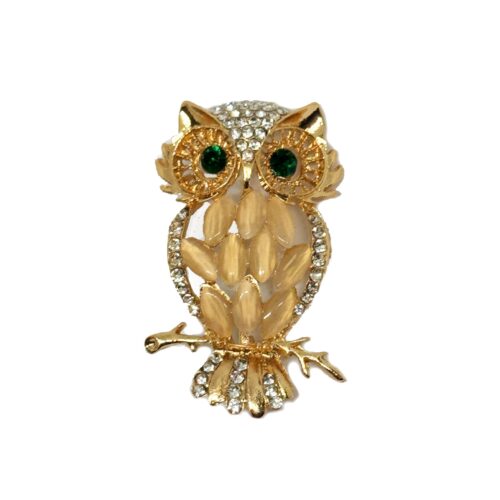 Brošňa Sova Owl Nature champagne pastel